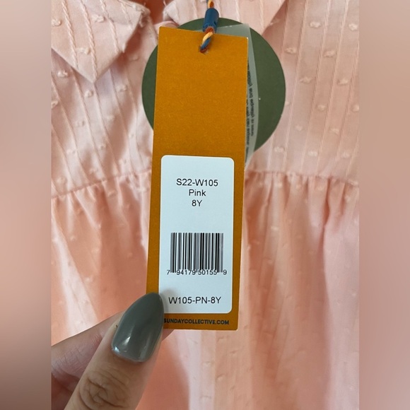 The Sunday Collective Girls Size 8-9 Pink Ruffle Sleeve Collar Blouse Top Pink - Picture 9 of 13